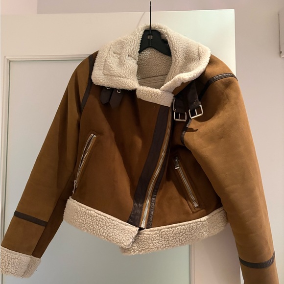 Zara Jackets & Blazers - Suede and shearling lined moto jacket, Zara women